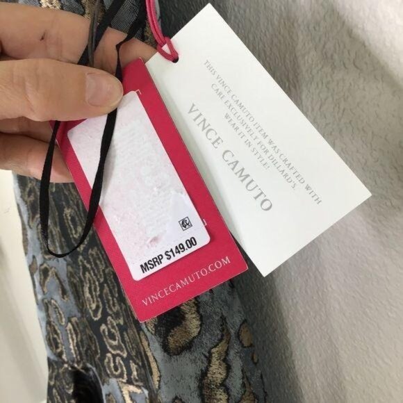 Vince Camuto Animal Print Fit and Flare Dress Size 0 Sleeveless Metallic New - Picture 10 of 11